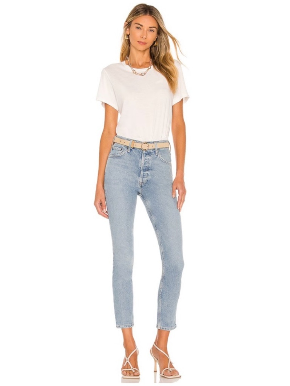 Agolde Nico High-Rise Slim Jeans - Light Wash Blue